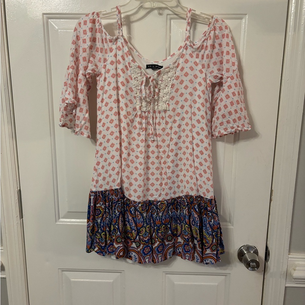 As U Wish Pink and Blue Paisley Dress